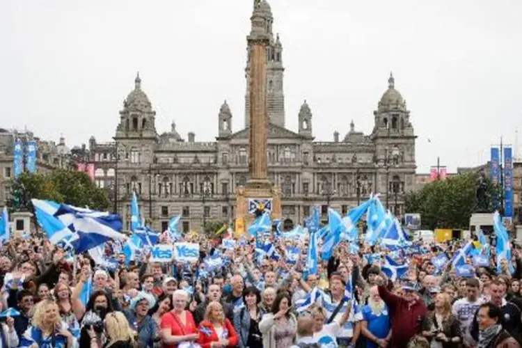 
	Ato pela independ&ecirc;ncia da Esc&oacute;cia em Glasgow
 (Leon Neal/AFP)