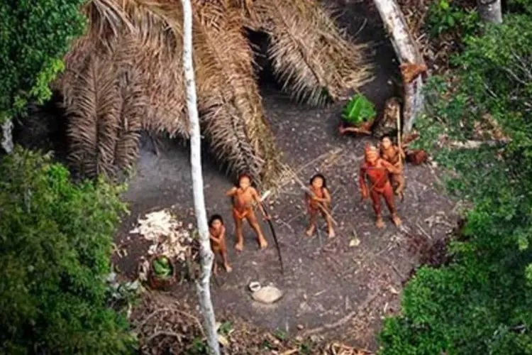 Tribo indígena fotografada pela Funai: madeireiros ilegais do Peru podem ser ameaça (Divulgação/Funai)