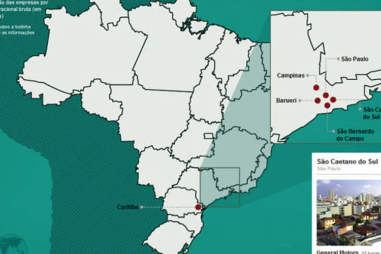 Infográfico - Onde estão localizadas as 10 maiores empresas americanas no Brasil