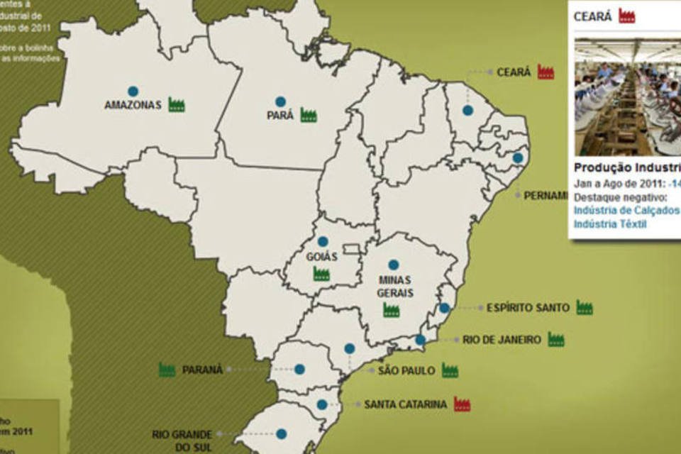 Onde a indústria cresce e encolhe no Brasil