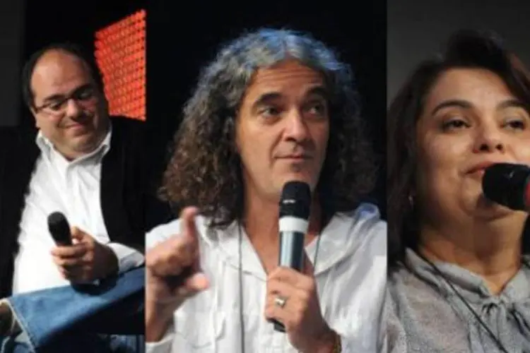 Sérgio Caruso, coordenador da campanha digital de Serra; Marcelo Branco, estrategista da campanha de Dilma; e Gil Castilho, diretora da ABCOP (.)