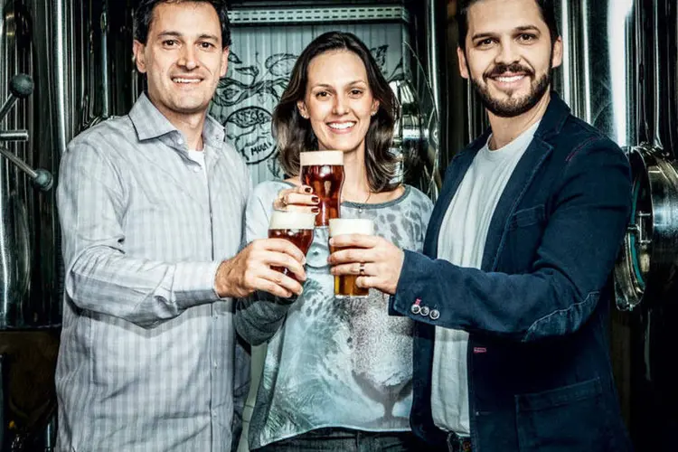 Estácio Rodrigues, Katia Zanatta e Alfredo Ferreira, do Instituto da Cerveja: Aulas para formar profissionais para o mercado cervejeiro (Daniela Toviansky / EXAME PME)