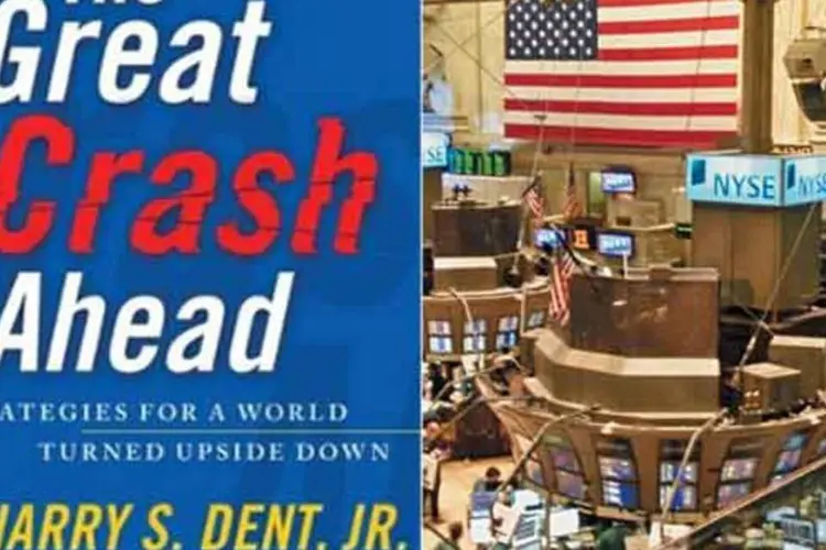A capa do livro "The Great Crash Ahead" (esquerda): previsão sombria para a Bolsa de NY (Divulgação e VIAGEM E TURISMO)