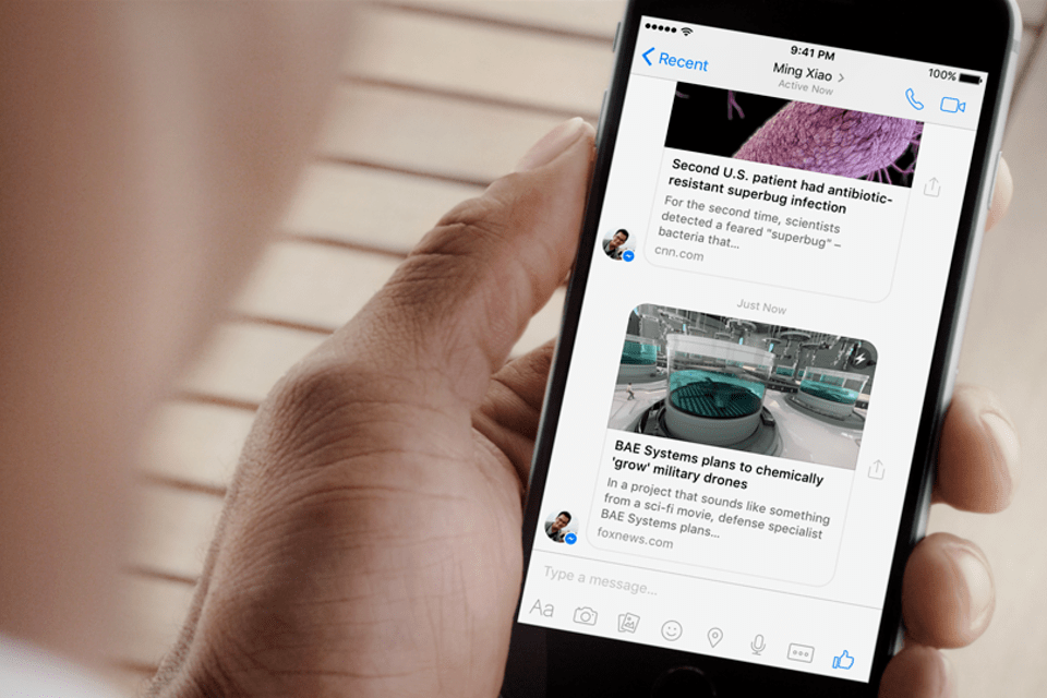 Facebook estende Instant Articles para o Messenger