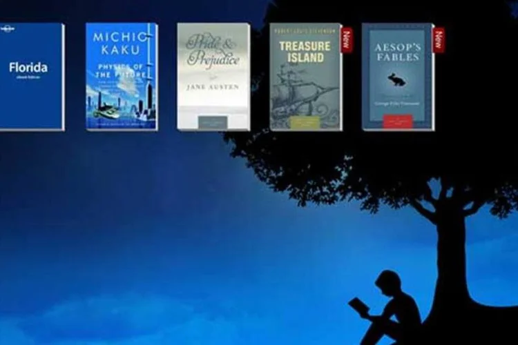 Para atender às exigências da Apple, a Amazon eliminou, do Kindle para iPad, o botão Shop in Kindle Store (visível no canto superior direito desta imagem) (Reprodução)