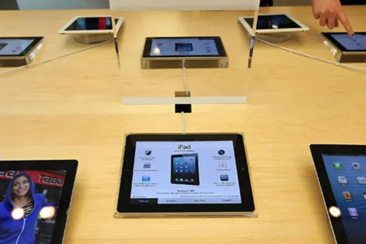 
	iPads em uma Apple Store: tablet da Apple corresponderam por 19,5 milh&otilde;es de unidades, um aumento de 65,3%
 (Justin Sullivan/Getty Images)
