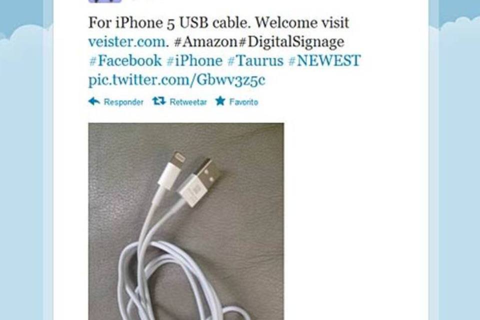 Foto do suposto cabo do iPhone 5 aparece no Twitter