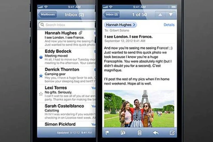 O app de e-mail é um dos componentes do sistema iOS que devem ser redesenhados (Divulgação)