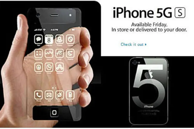 A mensagem atribuída à Apple traz a imagem de um falso iPhone 5 e links que provocam o download de um cavalo de Troia (Reprodução)