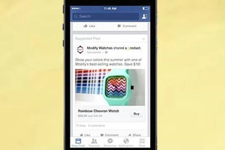 Botão comprar: a princípio, recurso só estará disponível para pequenas e médias empresas dos EUA (Montagem/Facebook/EXAME.com)