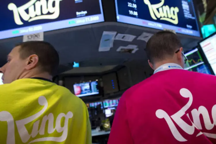 Traders durante o IPO da King Digital Entertainment, fabricante do Candy Crush, na Bolsa de Valores de Nova York (NYSE) (Jin Lee/Bloomberg)