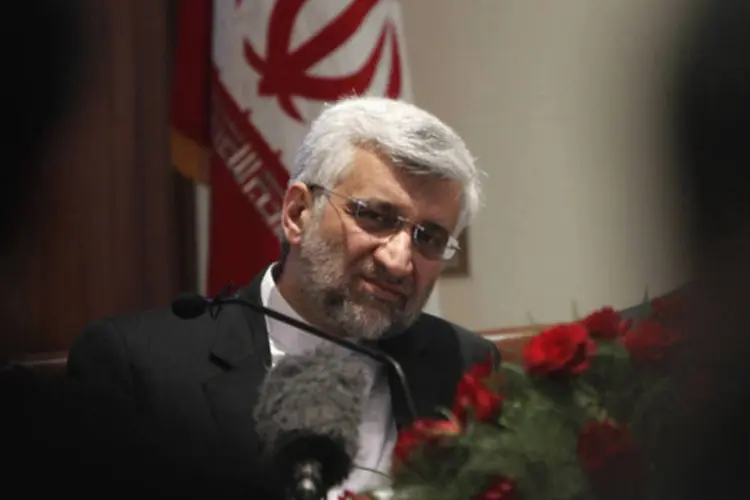 Chefe de negociação nuclear do Irã, Saeed Jalili, em conferência de imprensa em Nova Délhi, Índia (Mansi Thapliyal/Reuters)