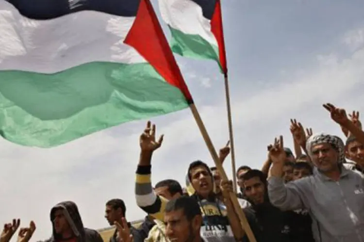 Manifestação palestina:  ANP conclamou os líderes da comunidade internacional a fazerem esforços "para que o povo palestino alcance suas justas reivindicações" (Said Khatib/AFP)