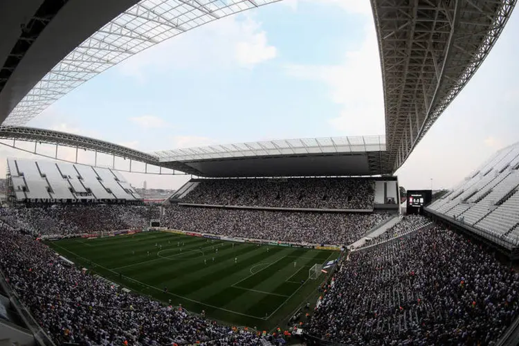 
	Vis&atilde;o geral da Arena Corinthians, o Itaquer&atilde;o: ainda &eacute; poss&iacute;vel ver muitas &aacute;reas inacabadas
 (Friedemann Vogel/Getty Images)