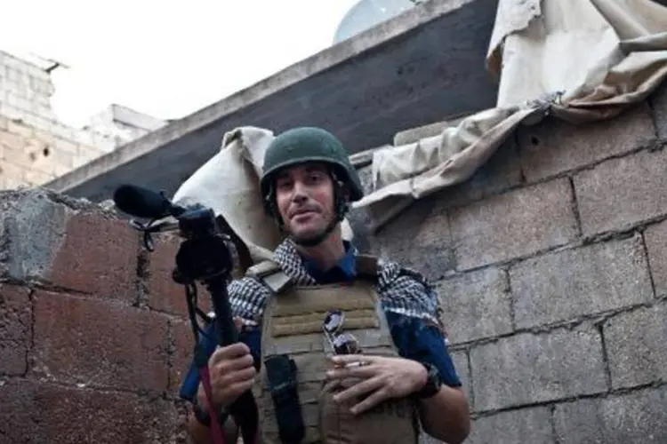 
	O rep&oacute;rter James Foley, em 5 de novembro de 2012, em Alepo, na S&iacute;ria
 (Nicole Tung/AFP)