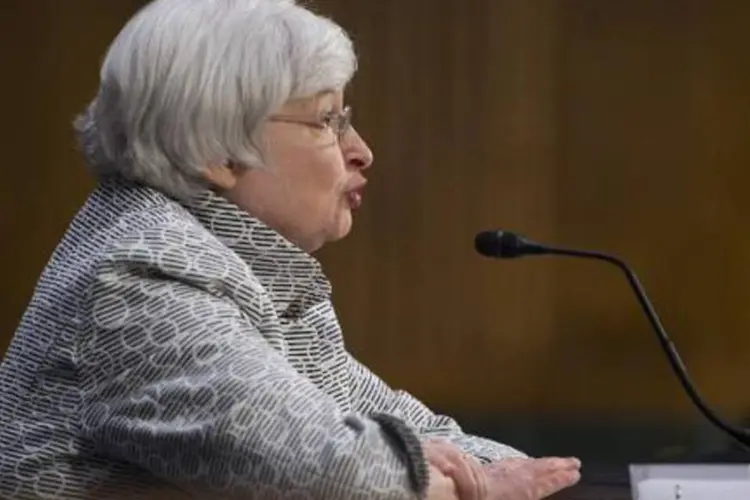 A presidente do banco central americano, Janet Yellen: ela apontou a possibilidade do aumento antecipado da taxa básica de juros (Jim Watson/AFP)