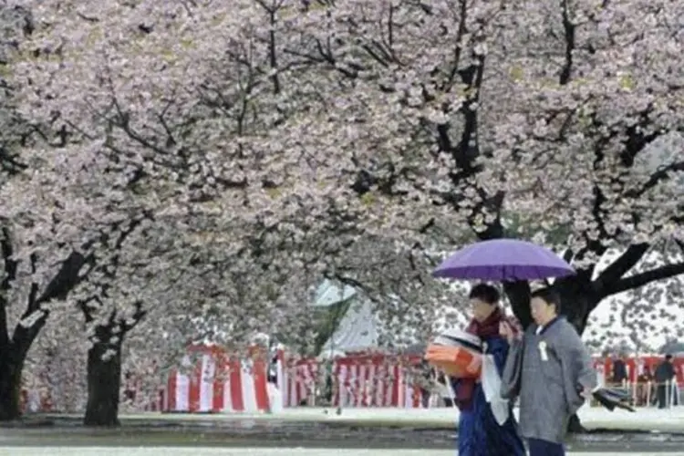 Mulheres caminham em um jardim de Tóquio: expectativa de vida de 86,39 anos ( Toru Yamanaka/AFP)