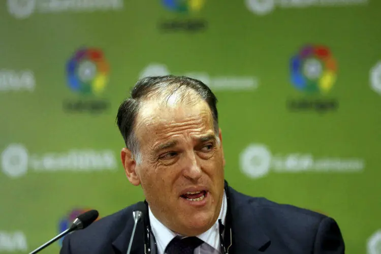O presidente da Liga de Futebol Profissional (LFP) da Espanha, Javier Tebas (Susana Vera/Reuters)