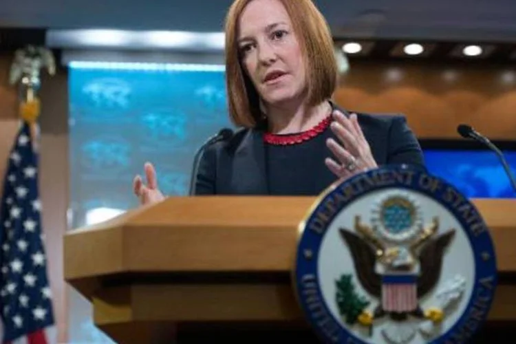 A porta-voz do departamento de Estado, Jen Psaki: ela convocou os aliados do país a tomar medidas contra as redes de apoio do Hezbollah (Nicholas Kamm/AFP)