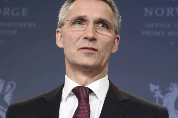 Ex-primeiro-ministro norueguês Jens Stoltenberg durante uma entrevista de imprensa em Oslo, após a sua escolha como novo líder da Otan (Hakon Mosvold Larsen/NTB Scanpix/Reuters)