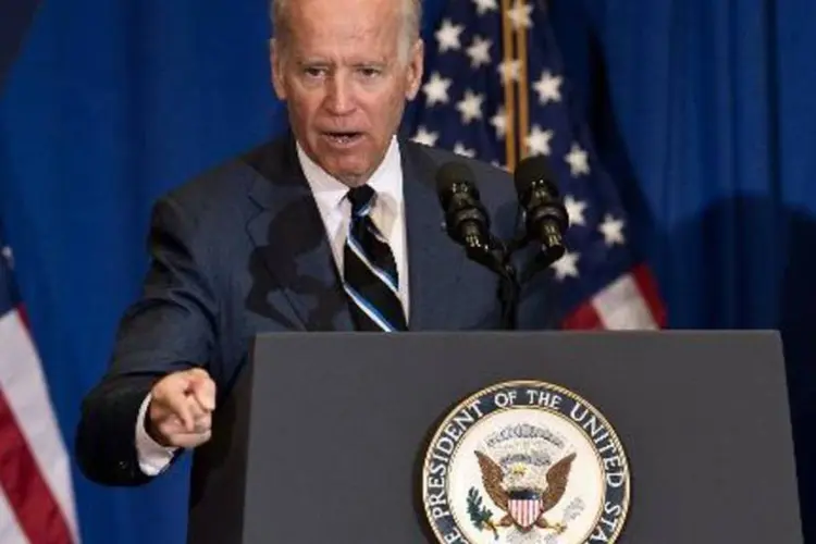 Joe Biden: "vocês estão combatendo tanto o câncer da corrupção… e a inexorável agressão do Kremlin" (Nicholas Kamm/AFP)