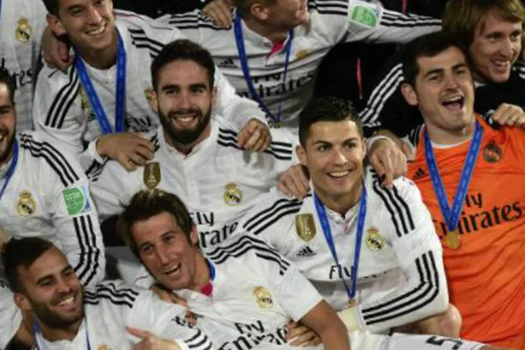 Jogadores do Real Madrid comemoram conquista do Mundial de Clubes (Javier Soriano/AFP)