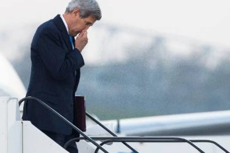 O secretário de Estado americano, John Kerry, desembarca na Alemanha para reunião do G7 (Daniel Bockwoldt/AFP)