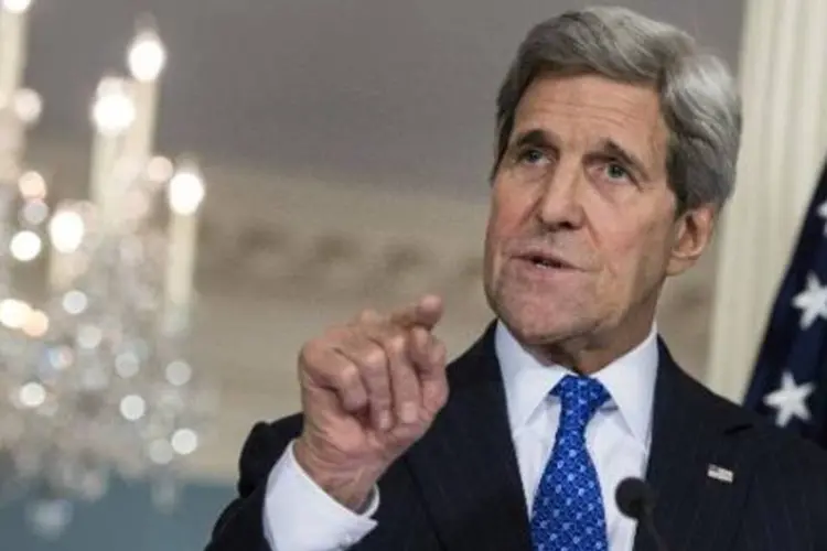 
	O chefe da diplomacia americana, John Kerry: ele se recusou, no entanto, a dizer claramente se &eacute; favor&aacute;vel a enviar armas dos Estados Unidos para Kiev
 (Brendan Smialowski/AFP)