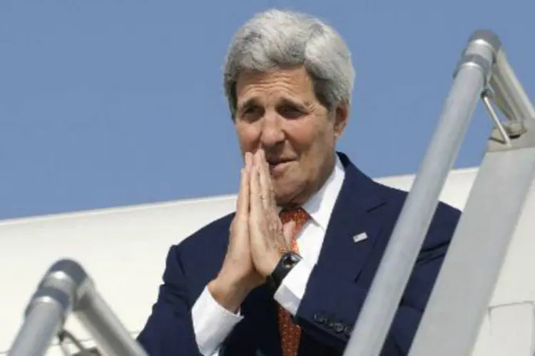 
	O secret&aacute;rio de Estado americano, John Kerry: representantes buscam a implementa&ccedil;&atilde;o de um plano de paz para p&ocirc;r fim ao conflito no leste da Ucr&acirc;nia
 (Rick Wilking/AFP)