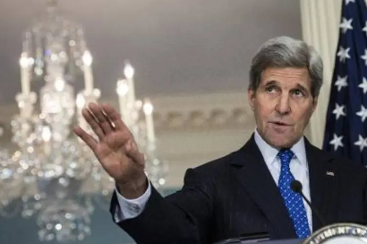 O secretário de Estado americano, John Kerry: "isto é uma anexação flagrante do território e está em contravenção direta com os acordos de Minsk que assinaram" (Brendan Smialowski/AFP)