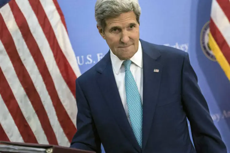 
	Kerry: &quot;a campanha global come&ccedil;a a mostrar resultados. O avan&ccedil;o do EI atrav&eacute;s da S&iacute;ria e Iraque est&aacute; sendo detido&quot;
 (Brendan Smialowski/Pool/Reuters)