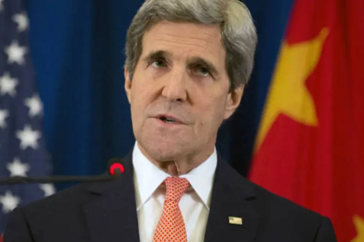 
	O secret&aacute;rio de Estado dos Estados Unidos, John Kerry: em conversa com blogueiros, Kerry expressou seu apoio &agrave; liberdade online na China, assim como aos direitos humanos em geral
 (Evan Vucci/Pool/Reuters)