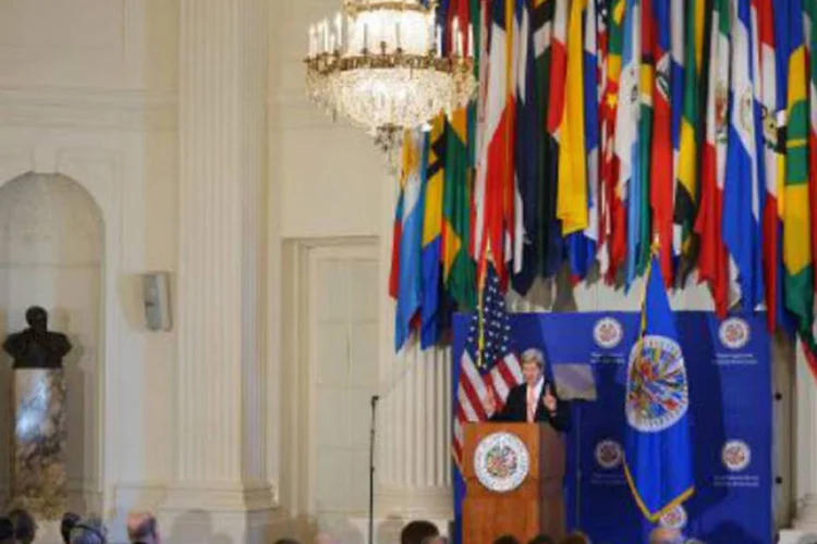 
	John Kerry, fala perante a OEA: &quot;O erro da Doutrina Monroe foi superado&quot;, declarou o secret&aacute;rio de Estado americano em seu discurso
 (AFP)