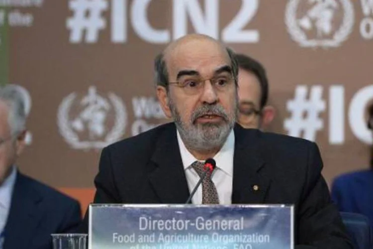 O diretor-geral da FAO, José Graziano da Silva, é visto durante conferência em Roma: "temos que ir além. Nossa responsabilidade é transformar estes compromissos em resultados concretos" (Alberto Pizzoli/AFP)