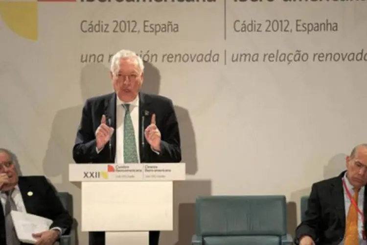 
	Jos&eacute; Manuel Garc&iacute;a-Margallo: Garc&iacute;a-Margallo ressaltou que a ades&atilde;o da Palestina como Estado observador da ONU &eacute;&nbsp;&quot;uma nova oportunidade para a paz&quot;
 (Lluis Gene/AFP)