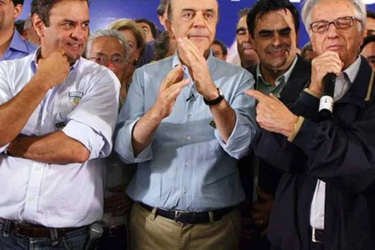 Aécio Neves, José Serra e Itamar Franco: PSDB fortalecido em Minas Gerais (Divulgação)
