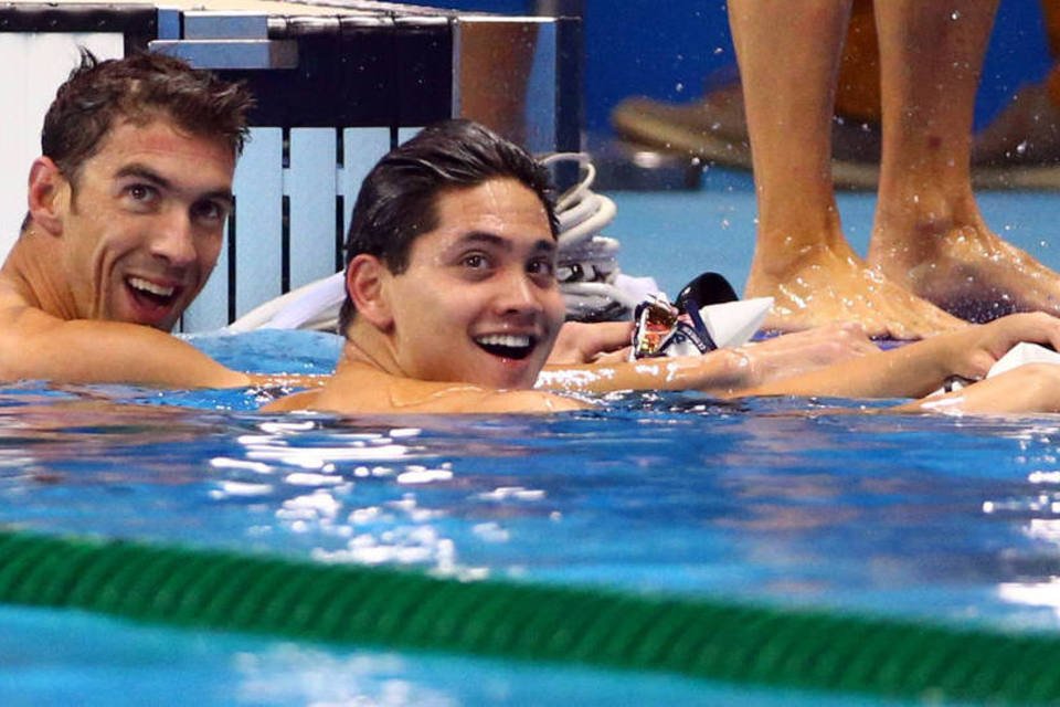 Schooling tietou Phelps em 2008. No Rio, superou seu ídolo
