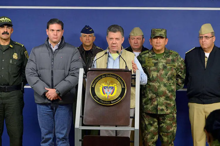 Presidente da Colômbia, Juan Manuel Santos, durante uma entrevista coletiva em Bogotá (Javier Casella/Presidência da Colômbia/Divulgação via Reuters)