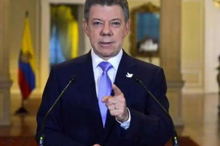 O presidente da Colômbia, Juan Manuel Santos: governo e as Farc já acertaram três dos seis pontos em discussão em Havana: reforma rural, participação política da guerrilha e solução para o problema das drogas (AFP)