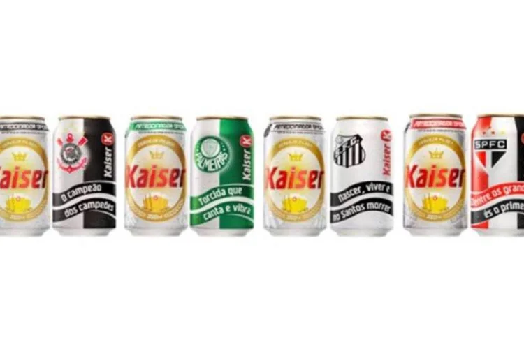 Latas de Kaiser do Corinthians, São Paulo, Santos e Palmeirasde Kaiser (Divulgação)
