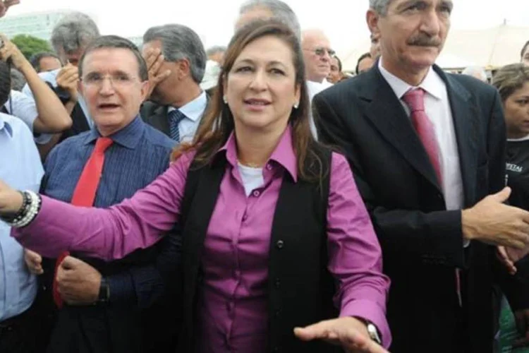 Senadora Kátia Abreu e deputado Aldo Rebelo também participaram da manifestação (Marcello Casal Jr/ABr)