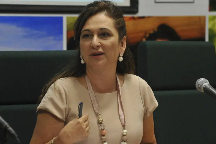 A ministra da Agricultura Kátia Abreu: em suas entrevistas, Kátia costuma dar forte ênfase à defesa da classe dos agricultores e pecuaristas (Valter Campanato/ABr)
