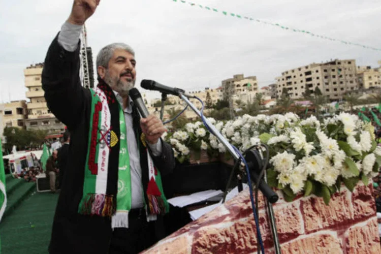 
	Khaled Meshaal: &quot;No 25&ordm; anivers&aacute;rio do Hamas, digo que a Palestina, do Rio Jord&atilde;o at&eacute; o Mediterr&acirc;neo e do norte ao sul, &eacute; nossa terra&quot;, disse o l&iacute;der
 (REUTERS / Ahmed Jadallah)