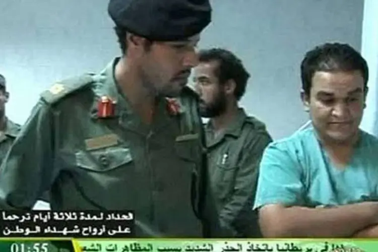 Khamis Kadafi, em imagem da TV Líbia (Reprodução)