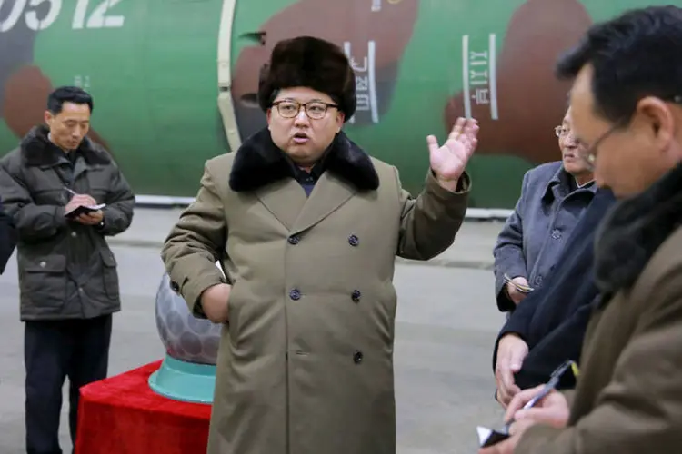 
	Kim Jong Un: o Conselho de Seguran&ccedil;a da ONU imp&ocirc;s na semana passada uma nova s&eacute;rie de san&ccedil;&otilde;es contra Pyongyang
 (KCNA / Reuters)