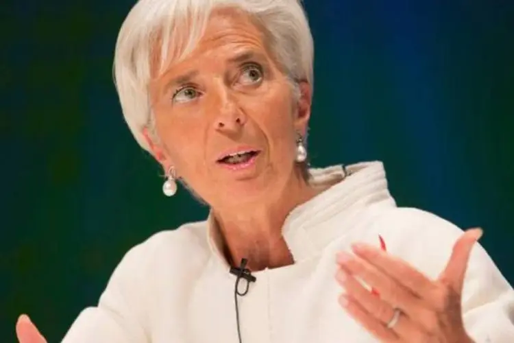 Diretora-gerente do Fundo Monetário Internacional (FMI), Christine Lagarde, fala durante Fórum Internacional de Tóquio (Stephen Jaffe/FMI/Divulgação/Reuters)