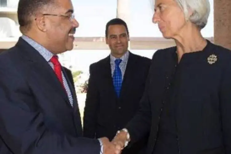 
	Christine Lagarde, ao lado do ministro da Economia mo&ccedil;ambicano Manuel Chang
 (IMF/AFP)