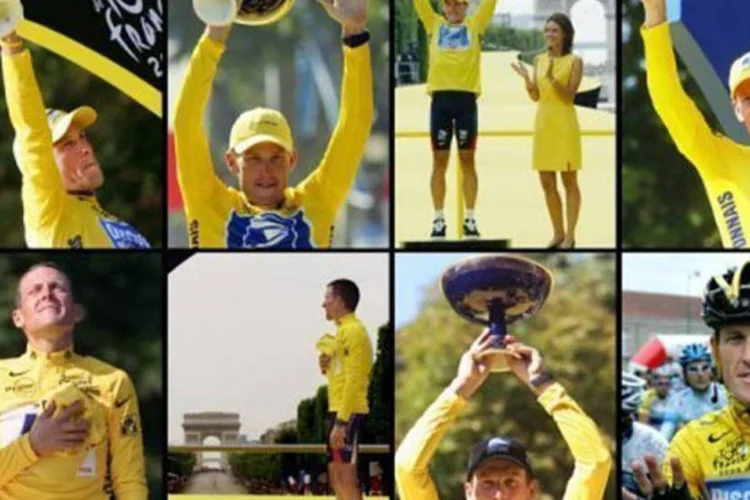 Combinação de fotos de Armstrong tiradas entre 1995 e 2005, na França (©afp.com / Javier Soriano)