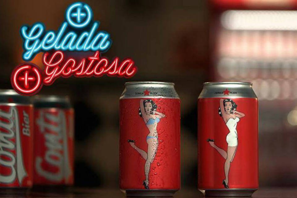 Latinha tem pin-up que tira roupa quando cerveja está gelada