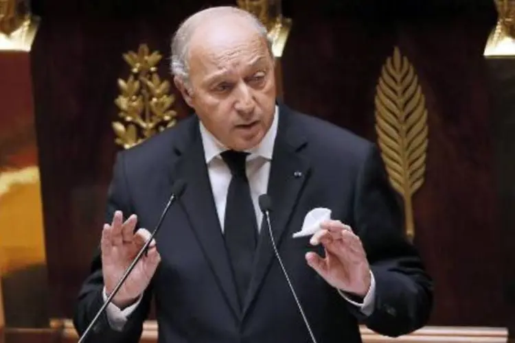 O ministro das Relações Exteriores francês Laurent Fabius fala à Assembleia Nacional sobre a questão palestina (Patrick Kovarik/AFP)